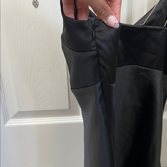 Zara Black Satin Slip Dress with Double Chain Straps - Picture 10 of 11